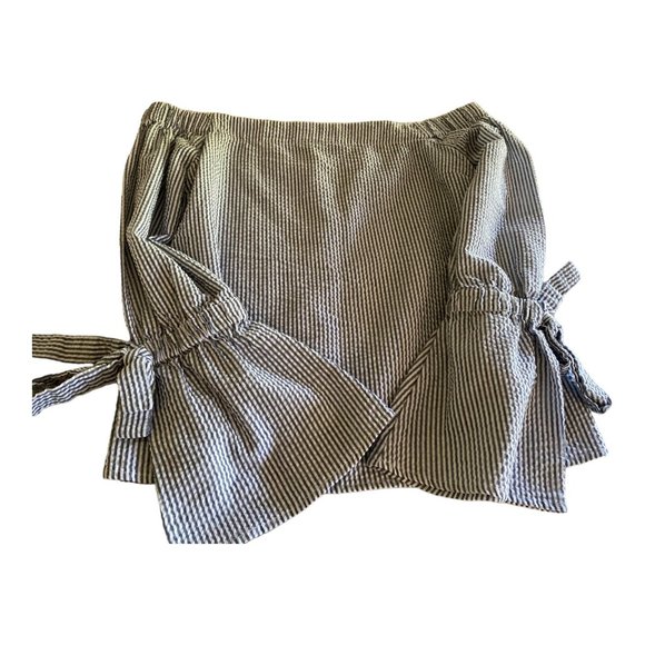 Aqua Top Women XS Striped Off the Shoulder Long Sleeve with Bell Sleeve‎ and Bow - Picture 8 of 12